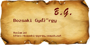 Bozsaki György névjegykártya